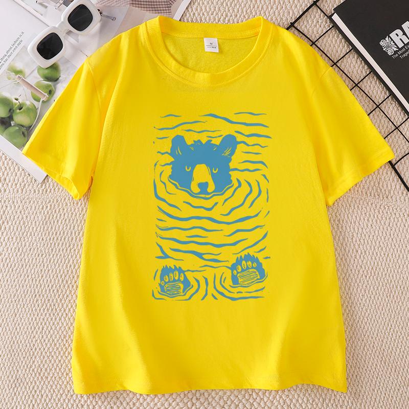 Summer Bear Graphic Tee Unisex Causal Short Sleeve Round Neck Printed Tshirt Unisex Round Neck T Shirts Clothes