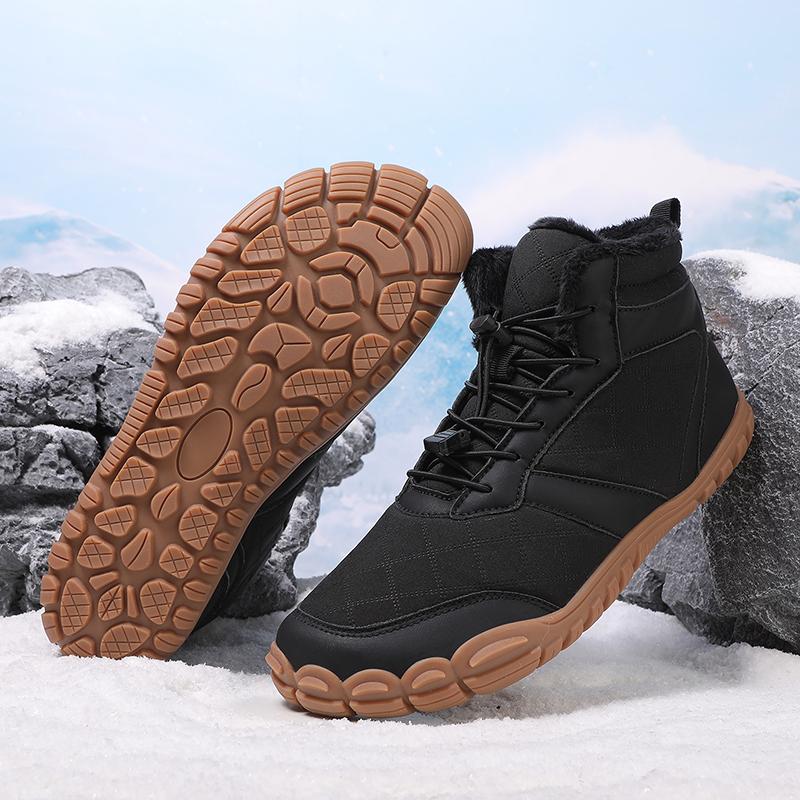 TUINANLE Winter Footwear Barefoot Shoes Womens Hiking Boots Wide Toe Box Walking Shoes Men Plush Boots