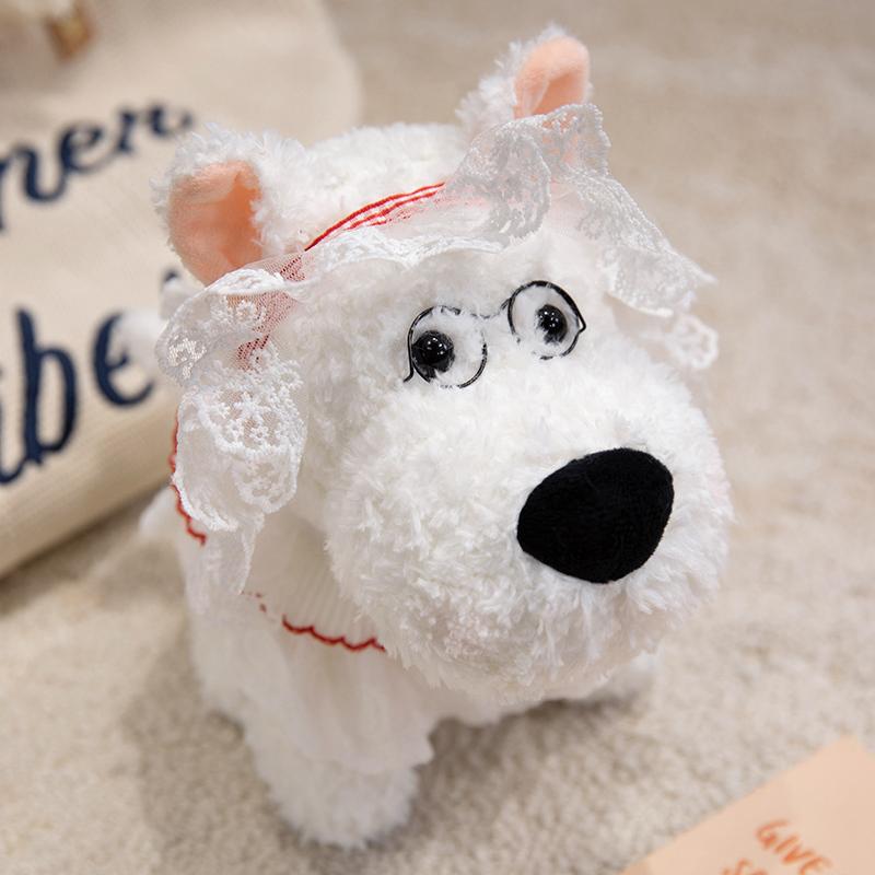 23cm Cartoon Cute West Highland Plush Doll High Quality Rainbow Hat Bow Dress up Dog Plush Toy Home Decoration For Children