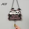 Indoor Wall Art for Holidays Halloween Cute Witch Hat Ghost Door Sign, Wooden Hanging Decoration, Decorative Skull Doorbell Pendants Outdoor