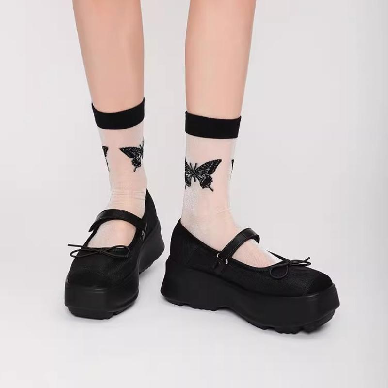 

Женские туфли на платформе с бантами, толстой подошве, розами, повседневные каблуки, римская ткань, досуг, застежка-липучка, мэри джейн, массивные туфли-лодочки, кроссовки 35