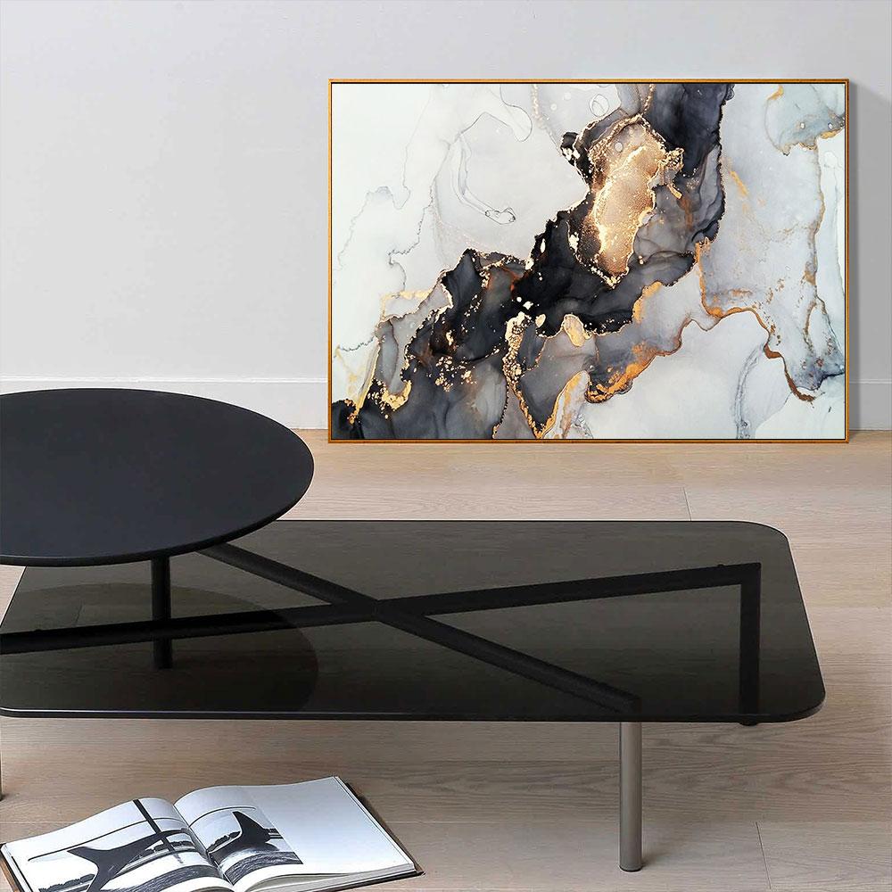 Moderne Abstrakte Ölgemälde Kunst Poster und Drucke Goldenes Blatt Wandkunst Leinwandgemälde Bilder für Wohnzimmer Heimdekor