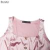 ZANZEA Women Casual U-Neck Sleeveless Elegant A-Line Dress