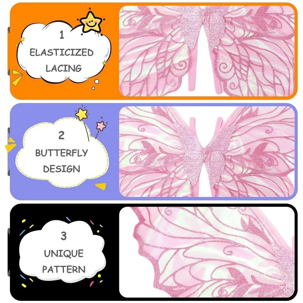 Funny Princess Angel Wing Fairy Wings Sparkling Organza Butterfly Wings Dress UP Elf Cosplay Wing for Women Girls