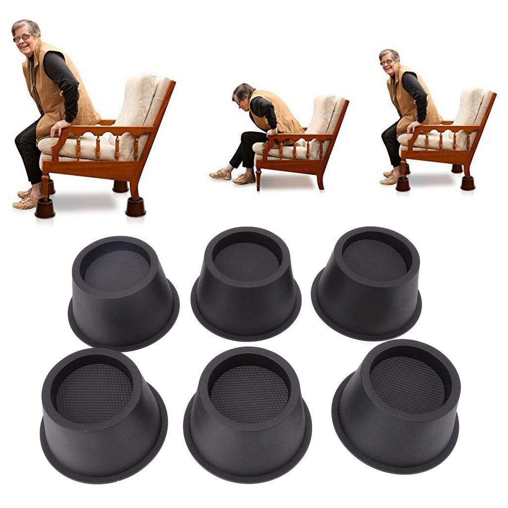 6Pcs Furniture Risers Round Plastic Furniture Lift Riser for Bed Table Couch Black 2.8in