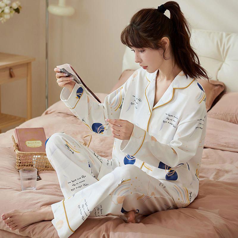 GMXIA Pajamas for Girls In Spring and Autumn Are Cute and Casual. They Are Long-sleeved and Long-pants Home Wear That Can Be Worn Over Two Sets