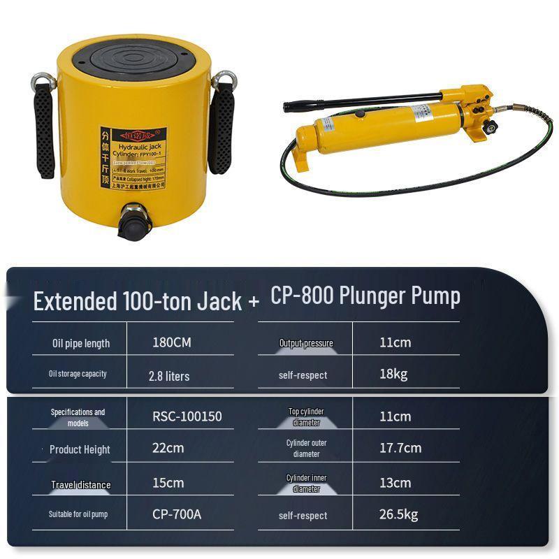 Split Ultra-Thin Hydraulic Cylinder: 5T, 10T, 20T, 30T, 50T, 100T - Extended and Short Types
