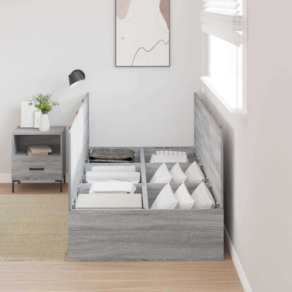 Storage Bed Frame with Grey Sonoma Finish 80 X 200 Cm