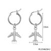 PESENAR Fashionable Gold Small Airplane Pendant Earrings with Simple and Personalized Solid Color Earrings and Ear Buckles