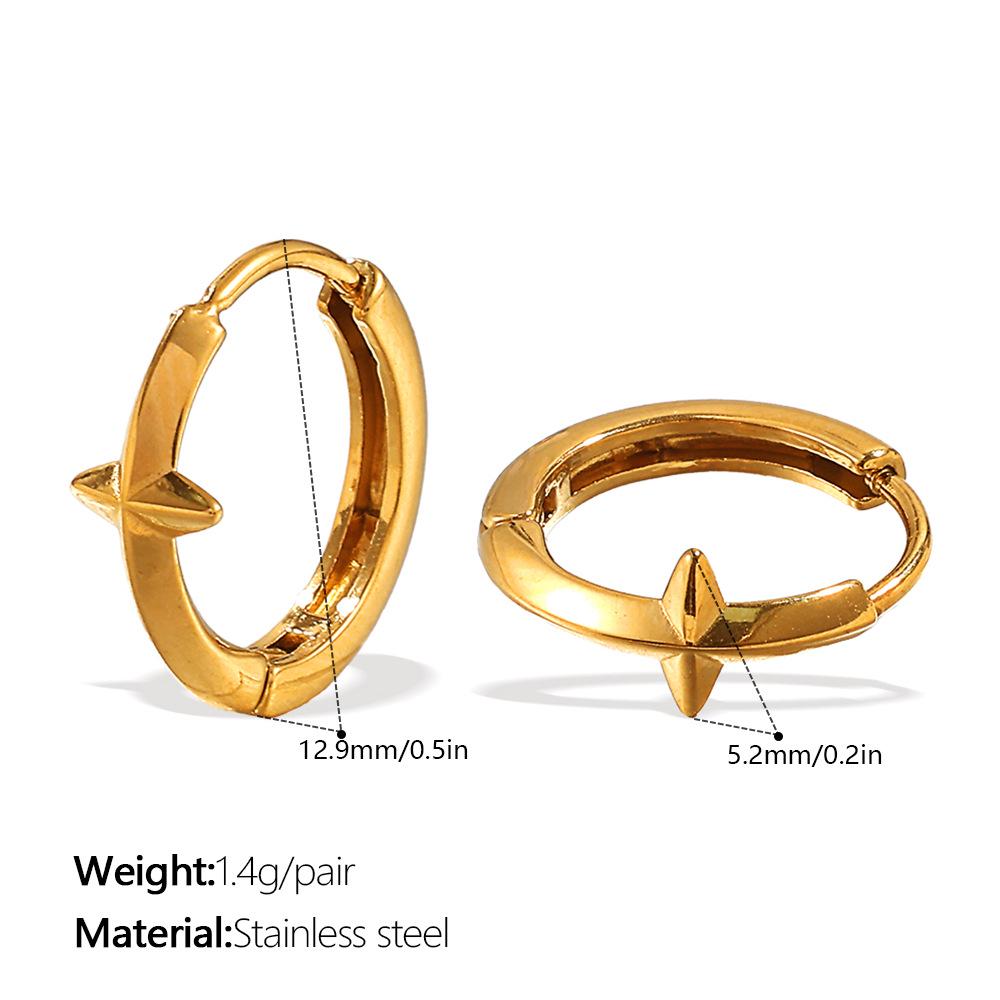 Women's Starburst Diamond-set Titanium Steel Hoop Earrings - Elegant Light Luxury Design