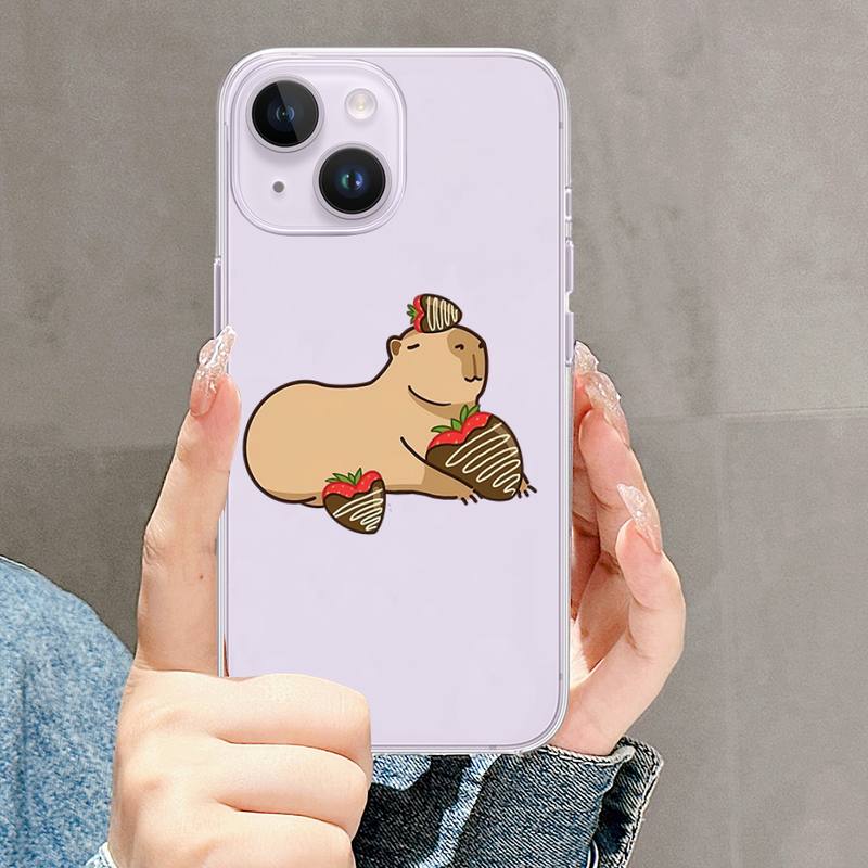 Roztomilé pouzdro na telefon Capybara pro iPhone Mini 11 12 13 14 15 XPlus Pro Max SE XR Transparent Shell