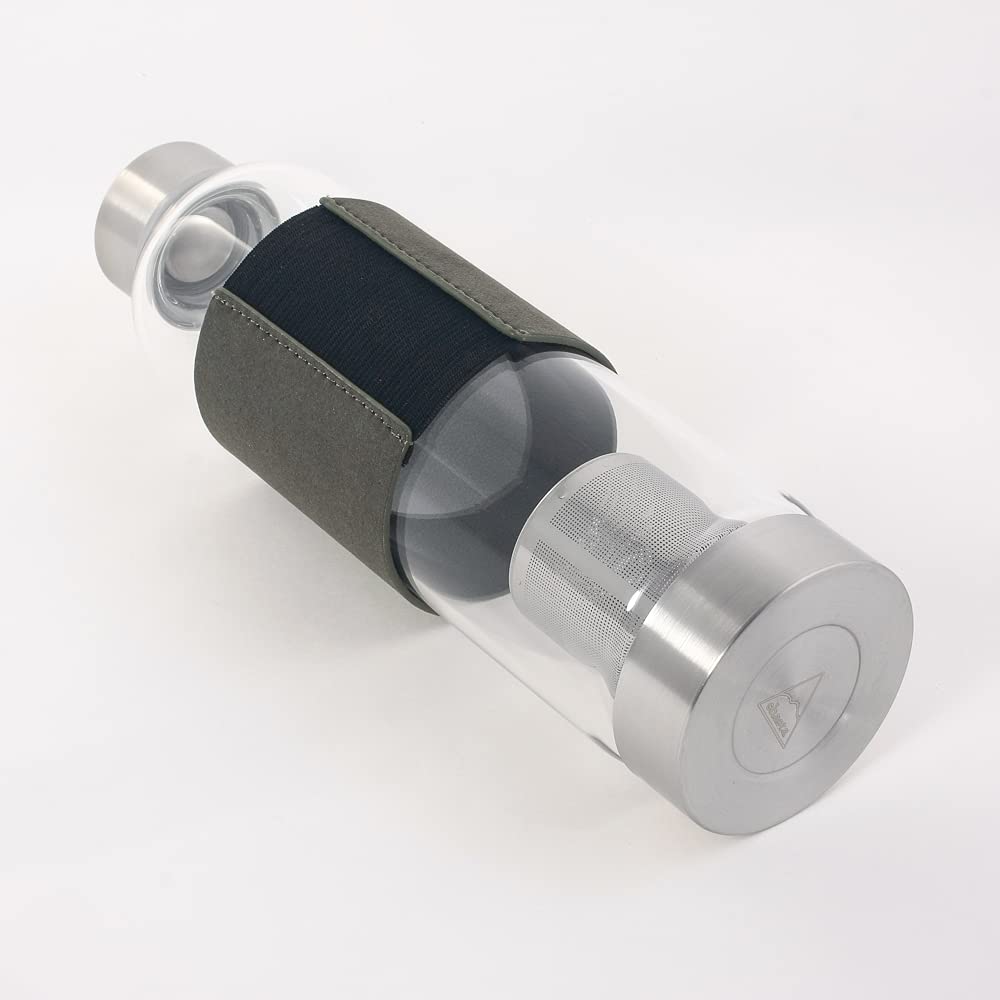 Heat-Resistant Glass Tea Bottle, Large, 550ml, Clear, for Black Tea and Herbal Tea, Heat-Resistant Up To 120°C (422°F), with Heat-Stay Band