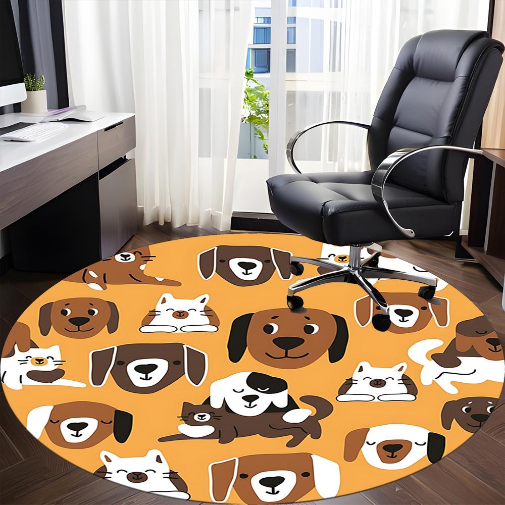 1pc Pets Animals Office Round Area Rug, Indoor Mat Suitable For Office, Under Office Chairs Bedroom Living Room Home Decor, Room Deco