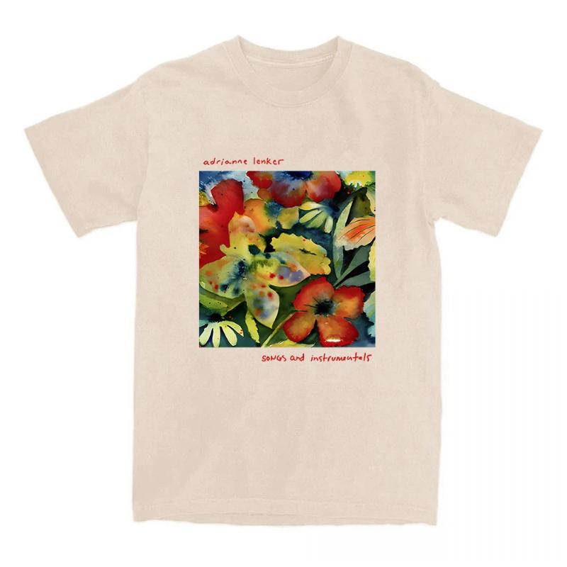 Songs und Instrumentals T-Shirts Sängerin Adrianne Lenker Druck T-Shirt Kurzarm Baumwolle Weiche T-Shirts Damen Herren Tees Sommer Oberteil M beige