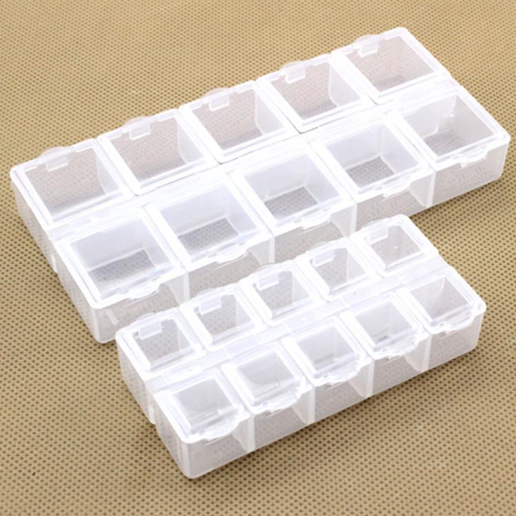 PP Large 10-Compartment Transparent Square Jewelry Storage Box with Lid