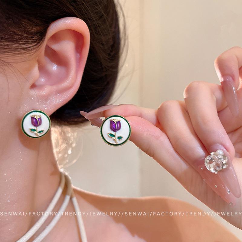 Серьги-гвоздики с розой Сяосян женские легкая роскошь высококачественные серьги Мори простые серьги