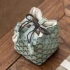 Chinese Style Teacup Drawstring Cloth Pouch Print Portable Teaware Storage Bag  Tea Set Protective Bags Breakage-proof 9x9x9cm