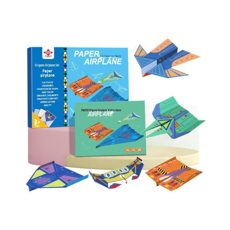 3D Colored Origami Paper Airplane Kit for Kids – DIY Educational Toy Set