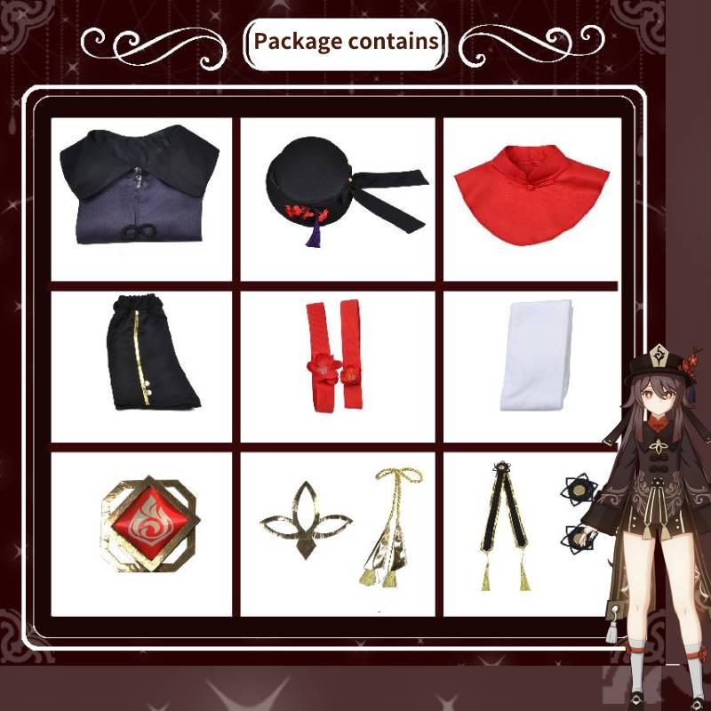 Genshin Hutao Impact Cosplay Costume Uniform Wig Cosplay  Hu Tao Halloween Hat