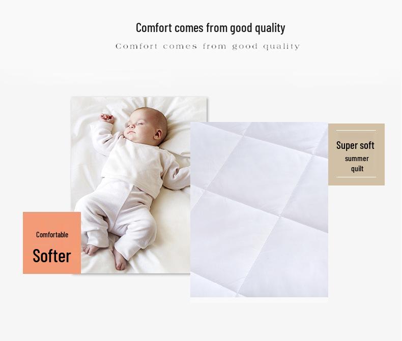 Hotel Summer Washable Pure White Cooling Quilt – Comfortable, Airy Feather Silk Core for Air Conditioning