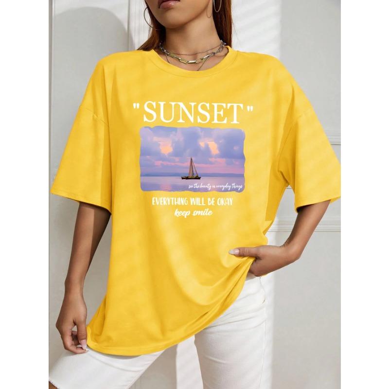 Summer Cotton Plus Size Women's Casual Shirt Landscape Digital Printing Street Style Short Sleeved T-shirt Fashion Women's shirt