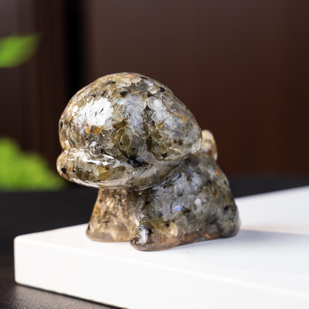 Crystal Resin Dog Deer Office Decor With Pink Quartz For Home And Desk Display