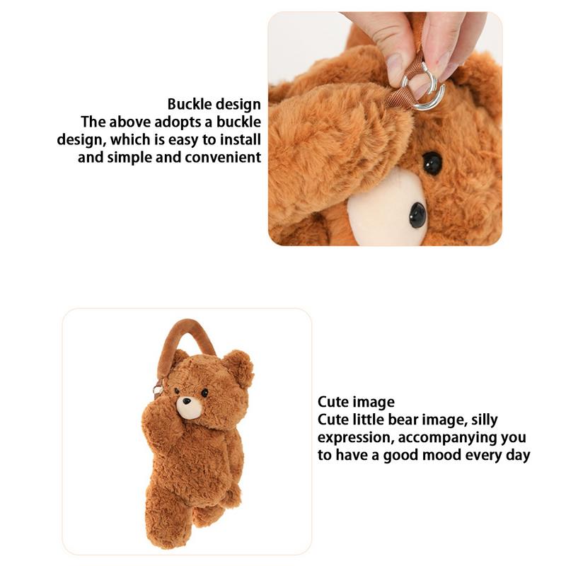 Cartoon Car Tissue Box Cute Plush Bear Napkin Paper Holder Portable Auto Armrest Box Tissue Paper Storage Case Car Decoration