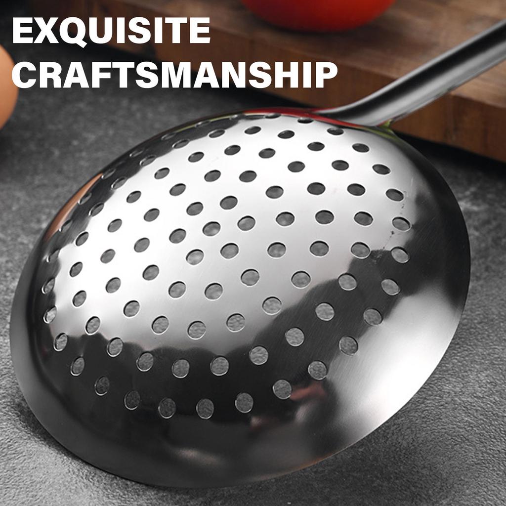 Professional 201Stainless Steel Frying Skimmer Kitchen Strainer with Wood Handle Food Strainer Skimmer for Kitchen