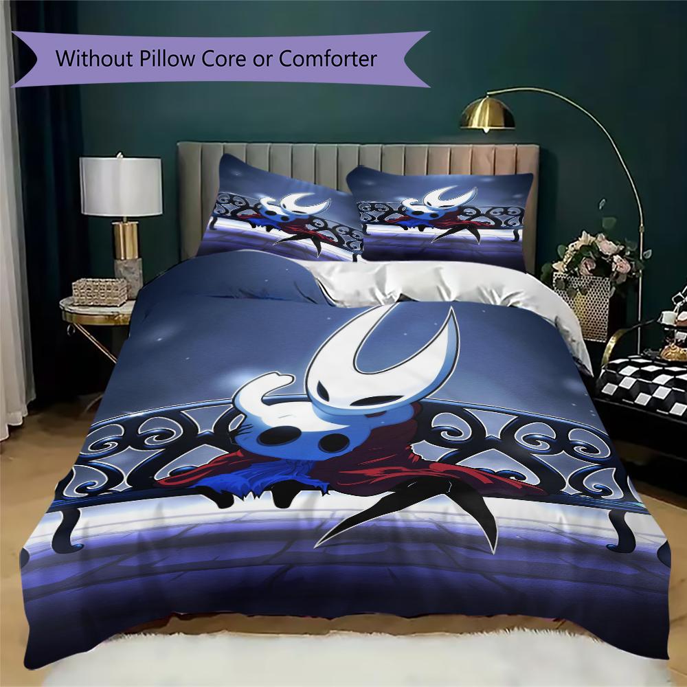 Juego de Ropa de Cama con Patrón de Hollow Knight Funda Nórdica Funda de Almohada Decoración del Hogar Regalo de Cumpleaños (1 * funda de edredón + 2 * fundas de almohada sin relleno)42