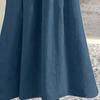 O-Neck Half Sleeve High Waist Pockets Casual Dress Women Pleated Flowy Hem Solid Midi Dress