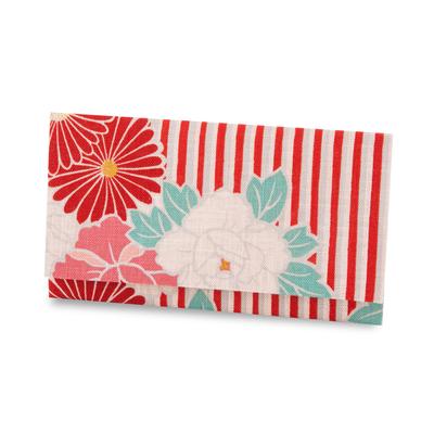 Noren Retro Flower Kaishi Case Made In Includes Hakusha Scissors and Hakusha Tea Ceremony and Hatsugama Tea Ceremony Utensils (Red) Japan, Bag,