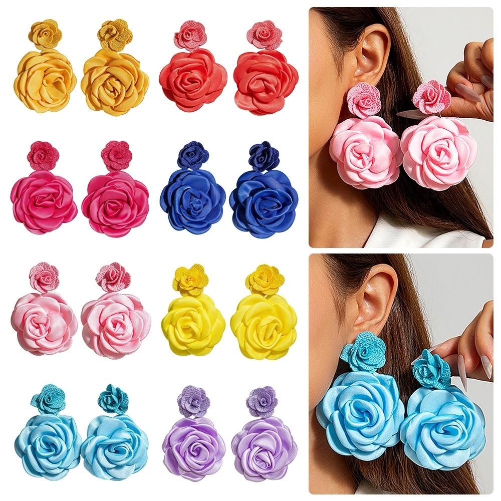 1 Paio Orecchini a Bottone Floreali Multicolore Grandi Orecchini Floreali Sintetici Gioielli da Donna