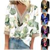 Women's Shirt Blouse Casual Loose Shirts 3/4 Sleeve Lace Trims Print V Neck Tops Print Tops T-shirts Tee
