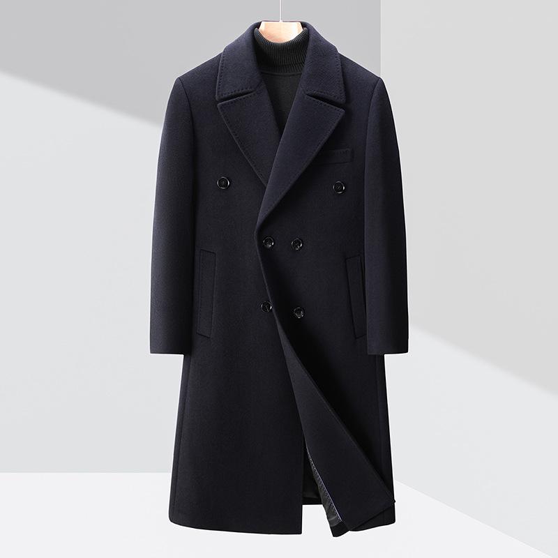 Men`s Long Cashmere Wool Trench Coat