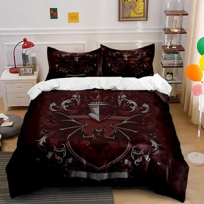 Dark Gothic Bat Crest Design Bedding Duvet Cover Set Duvet Cover Pillowcases (1*Duvet Cover 2*Pillowcases, Without Duvet Insert)