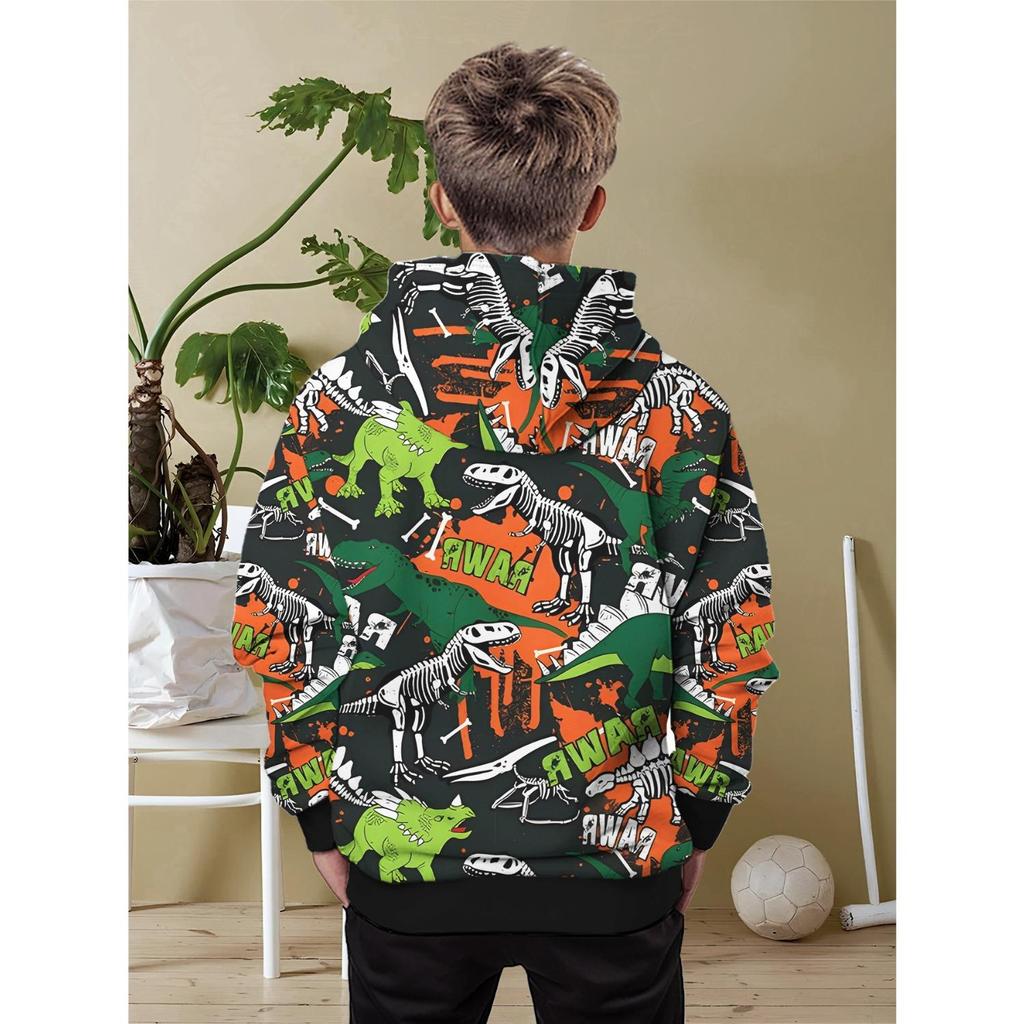 Ropa para niños, sudadera con capucha creativa con estampado 3D para niños, top casual deportivo de manga larga con capucha para niños