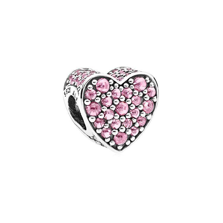 Pandora Heart Shaped Pendant Women jewelry Pink Silver 792069PCZ Box,F,Pink