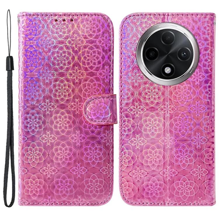 

Для Оппо А3 Про (Китай) Чехол-кошелек 5G из искусственной кожи с ослепительным цветком и подставкой для телефона - розовый