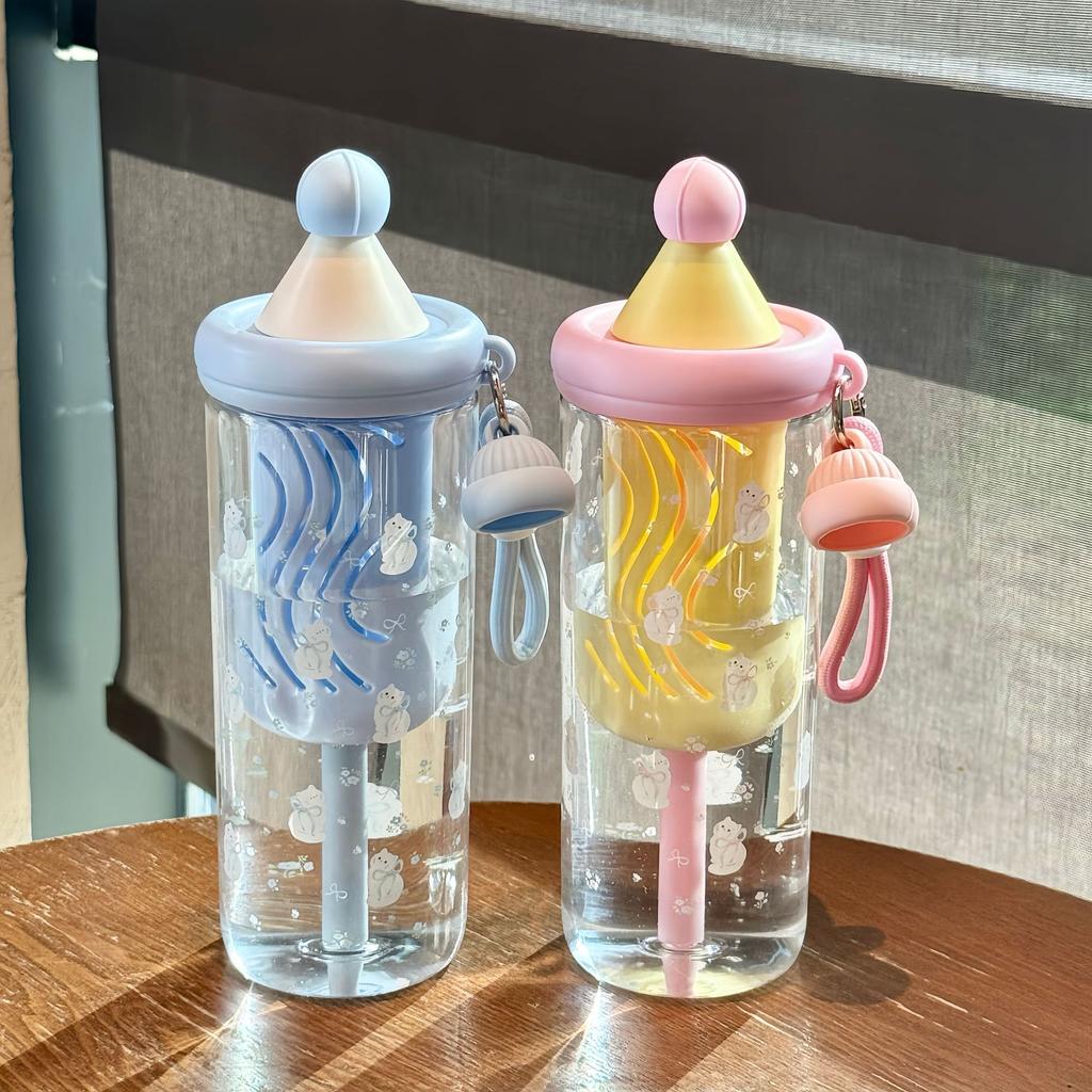 Water bottle water cup girls high value plastic cup creative cute summer water cup large capacity straw cup food grade PC material