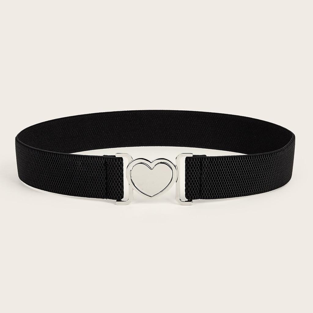 Minimally Heartshaped Designed Buckle Women Casual Elastic Waistband Daily For