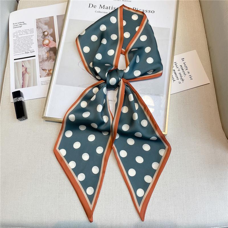 Polka dot small scarf for women, versatile long wide neckerchief, shawl, scarf, tie, all-purpose accessory for spring and