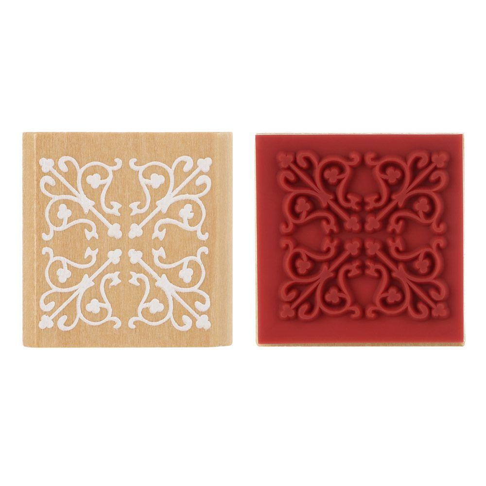 Sewing DIY Craft Stamping Square Floral Stamps Wooden Scrapbooking Rubber