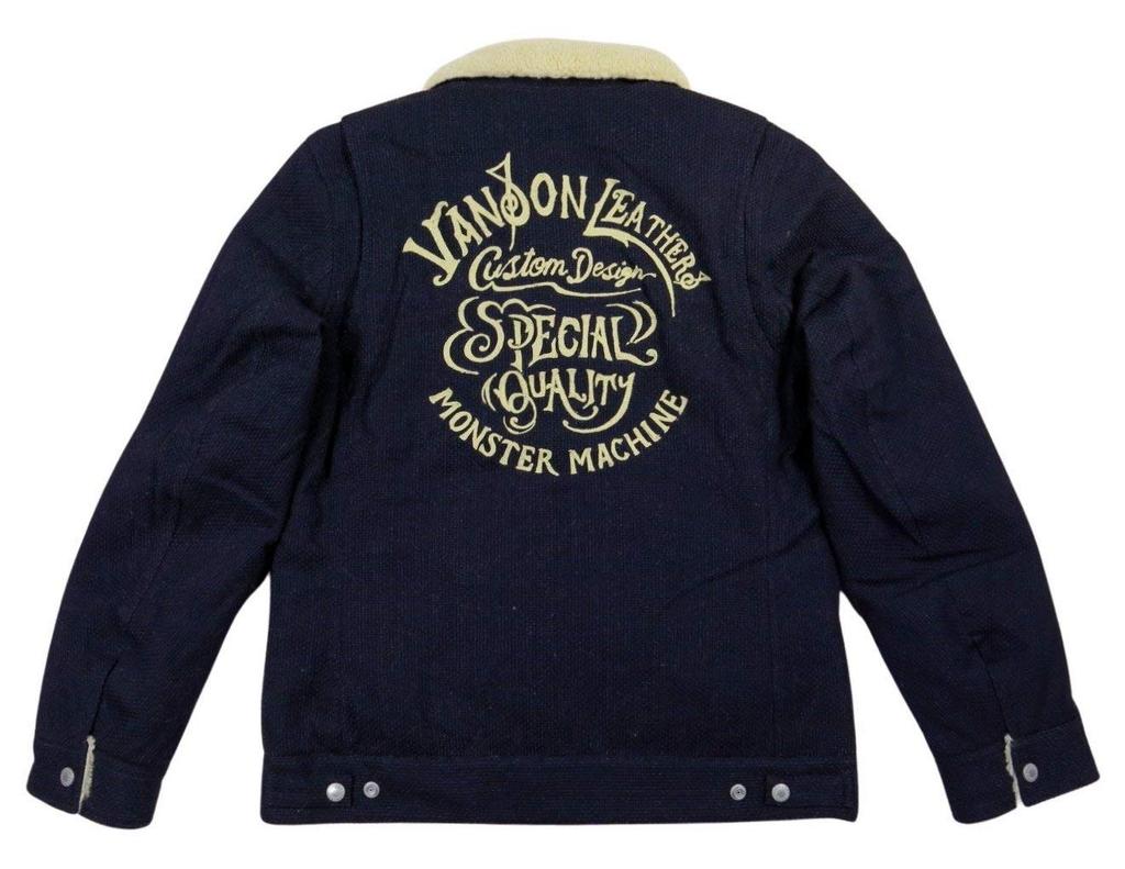 Triple Star Chain Embroidery Sashiko x Back Pile Boa Filling Jacket XXL BLACK [Banson] NVJK-2006 (Black)