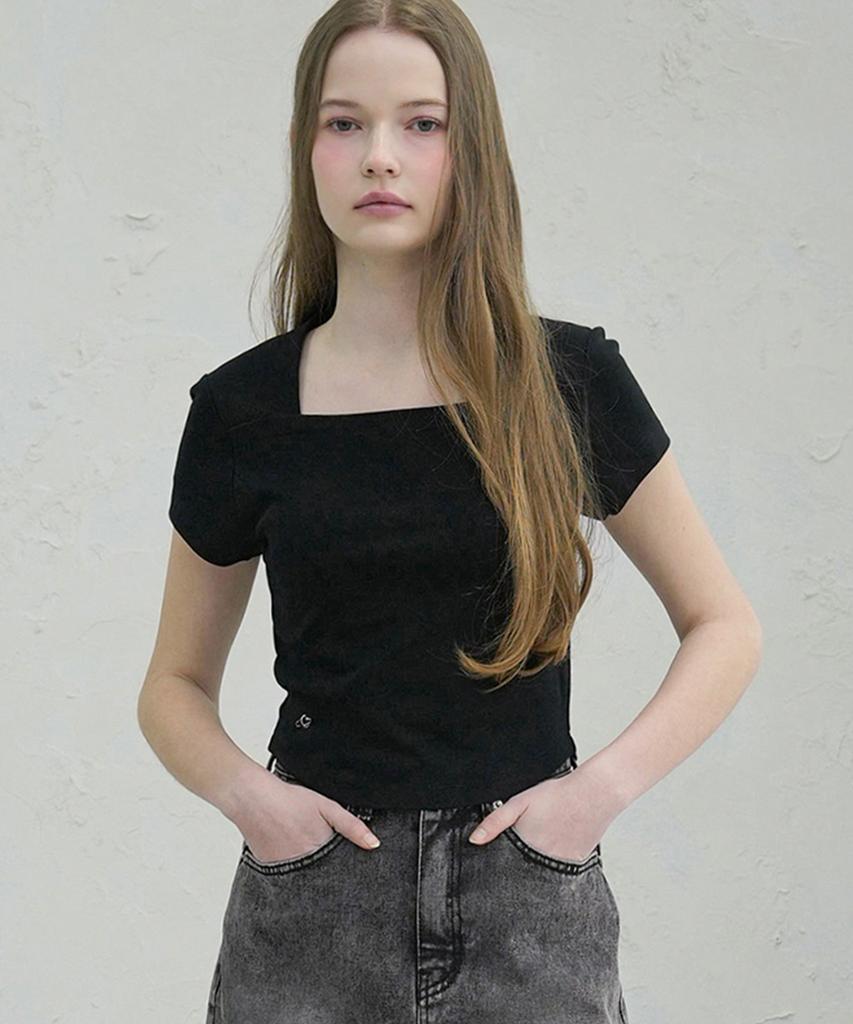 VIVACIOUS Renee Square Neck Slim T-Shirt - 5Col