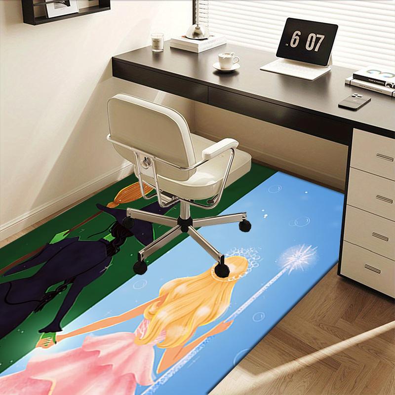 Wicked,Princess Pattern Polyester Office Carpet Chair Mats, Home Decor Dormitory Floor Protector Wit