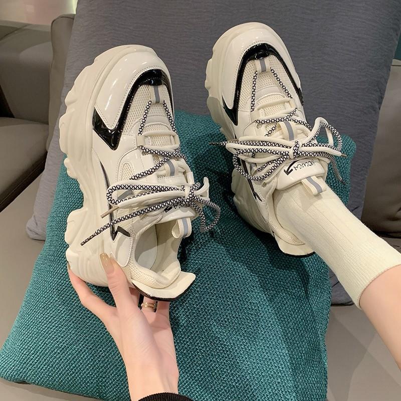 Dámské boty na platformě z pravé kůže Nové jarní styl dámské sportovní boty pro volný čas