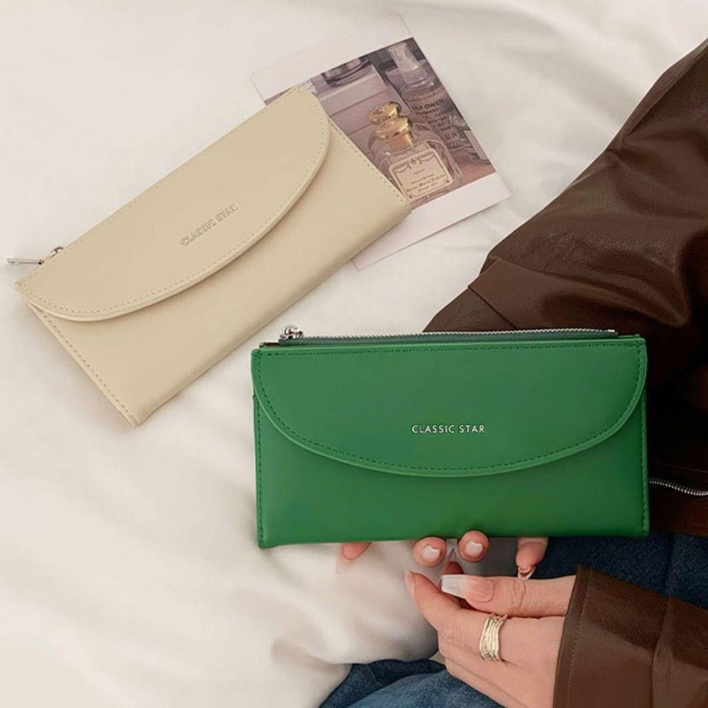 

Solid Color Long Wallet Large Capacity Coin Pocket Simple Coin Purse Gift