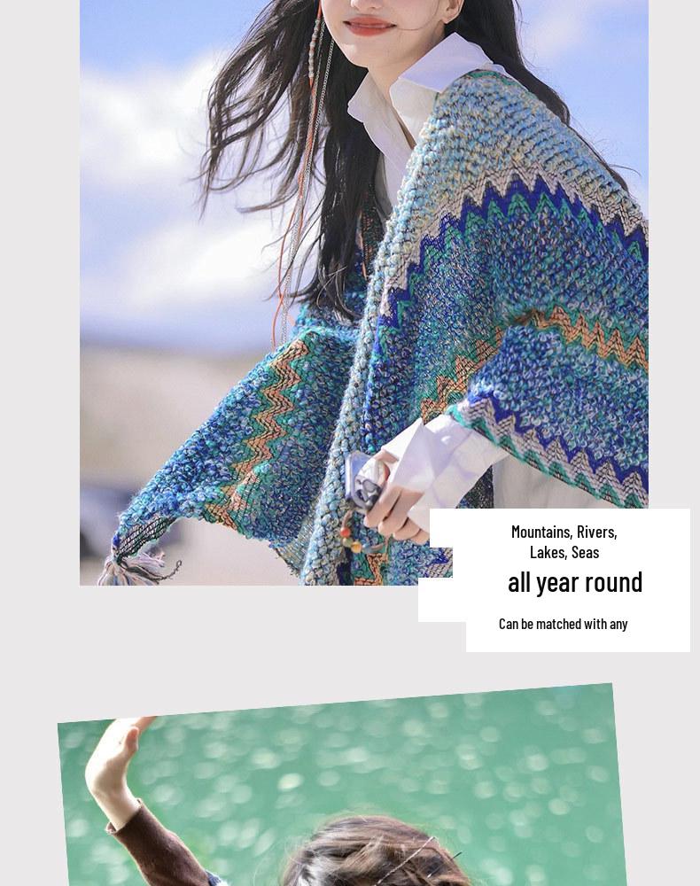 Ethnic Shawl Cape for Travel - Women's Tibetan, Xinjiang, Qinghai, Yunnan Cloak Scarf 