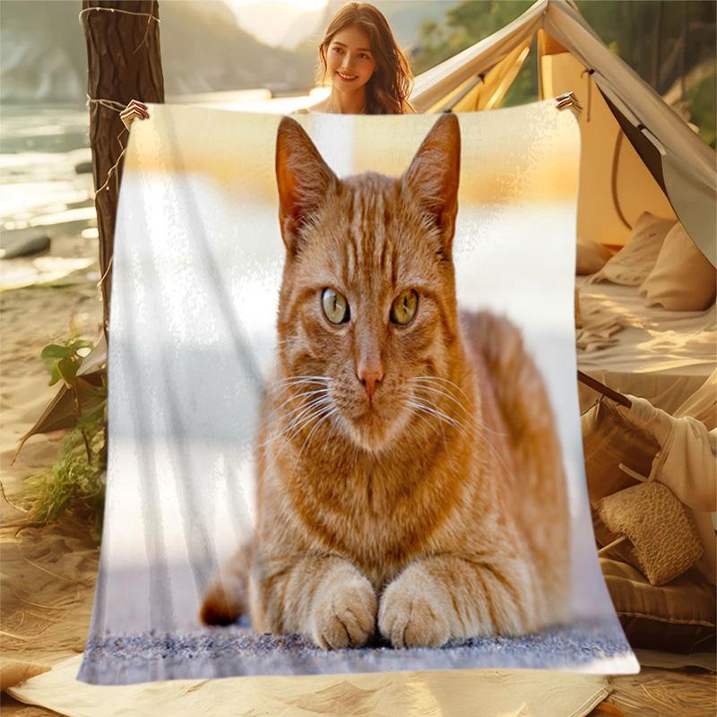1pc Animals: rabbit, cat, pattern blanket, all season lightweight home office outdoor nap multifunctional blanket