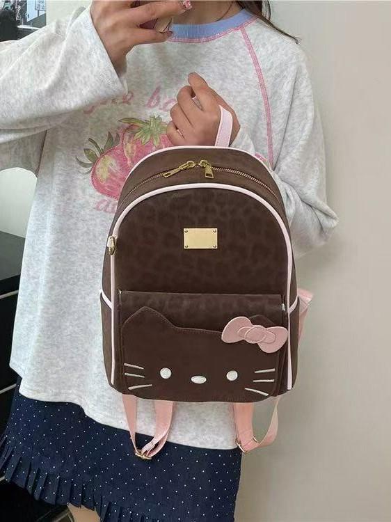 Hello Kitty Cartoon Backpack For Women And Girls With Pu Material And Cute Design For Daily Use